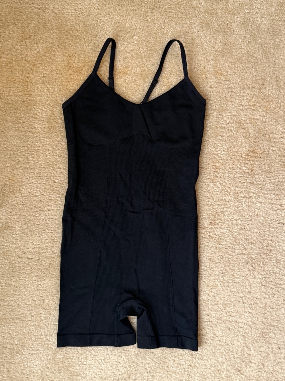 Colsie Women’s Black One-Piece Bodysuit Activewear with Adjustable Straps